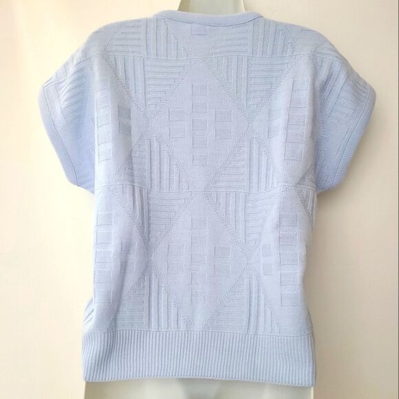 Vintage Short Sleeve Blue Knit Sweater L - Picture 3 of 9